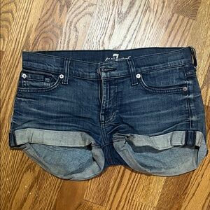 7 For All Mankind Dark Blue Jean Shorts